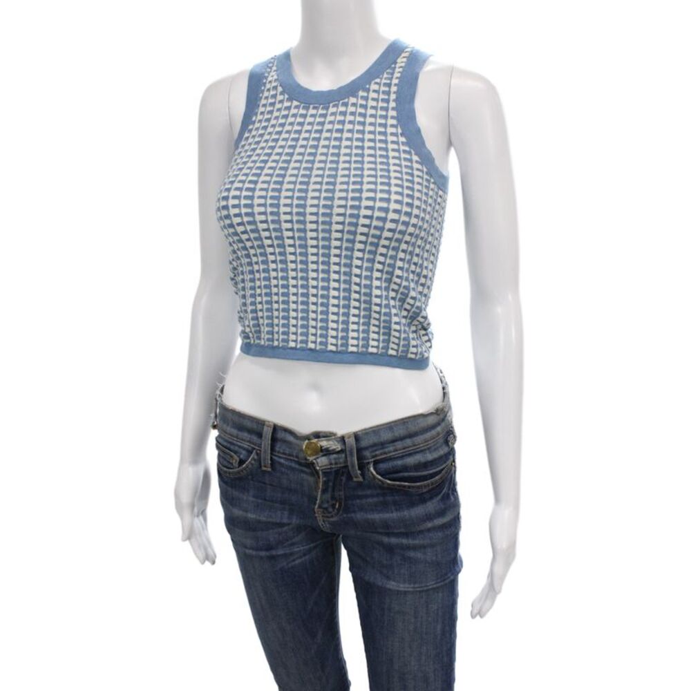 Guest in Residence Women Cropped Tank Cotton Crewneck Blue Size XS - Picture 2 of 6